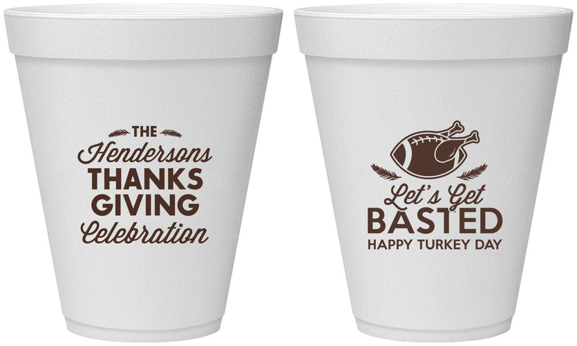 Personalized Thanksgiving 12 oz Foam Cups - Lets Get Basted | 260003