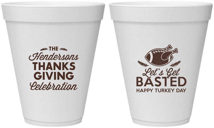 Personalized Thanksgiving 12 oz Foam Cups - Lets Get Basted | 260003