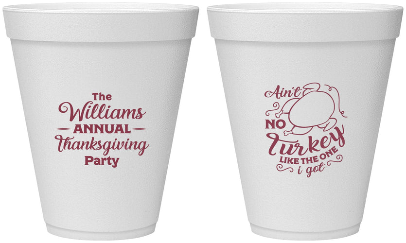 Personalized Thanksgiving 12 oz Foam Cups - Turkey | 260005