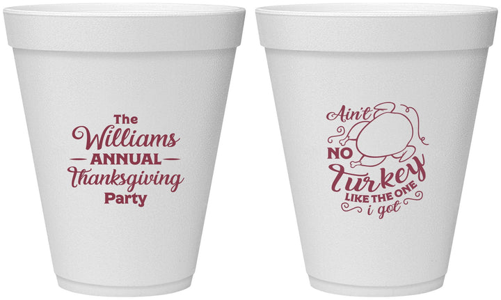 Personalized Thanksgiving 12 oz Foam Cups - Turkey | 260005