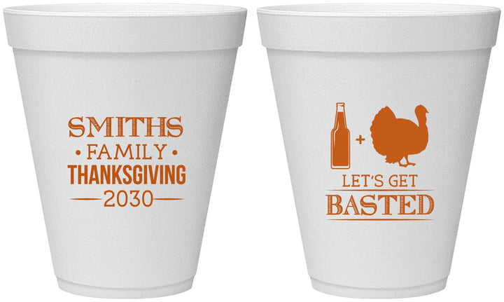 Personalized Thanksgiving 12 oz Foam Cups - Lets Get Basted | 260008