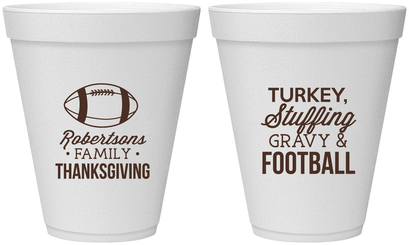 Personalized Thanksgiving 12 oz Foam Cups - Football Turkey | 260010