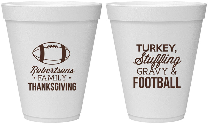 Personalized Thanksgiving 12 oz Foam Cups - Football Turkey | 260010