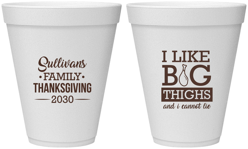 Personalized Thanksgiving 12 oz Foam Cups - Big Thighs | 260011
