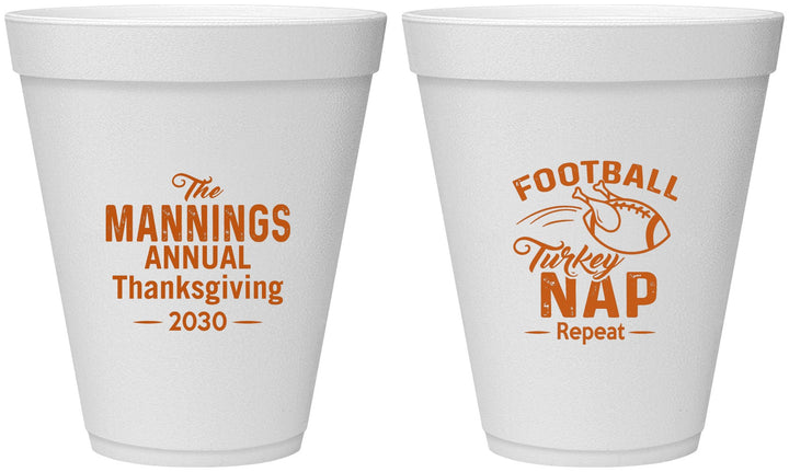 Personalized Thanksgiving 12 oz Foam Cups - Football Turkey | 260012
