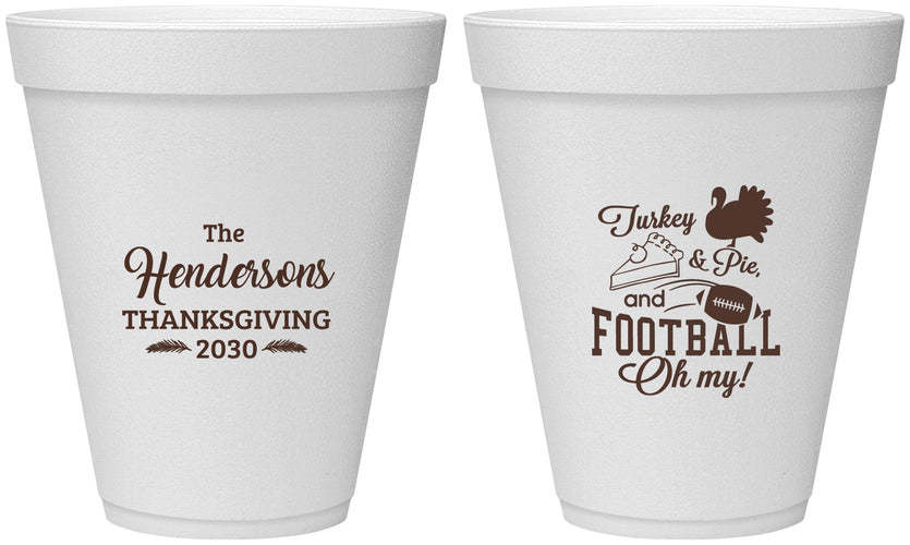 Personalized Thanksgiving 12 oz Foam Cups - Football Turkey | 260014