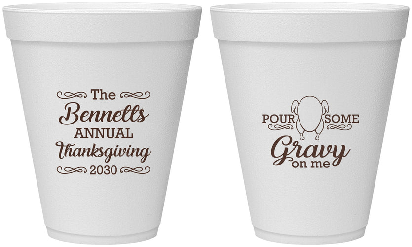 Personalized Thanksgiving 12 oz Foam Cups - Turkey Gravy | 260015