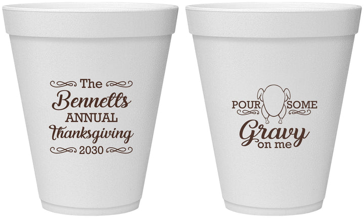 Personalized Thanksgiving 12 oz Foam Cups - Turkey Gravy | 260015