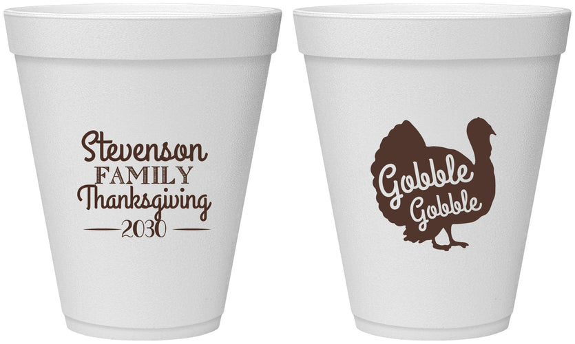 Personalized Thanksgiving 12 oz Foam Cups - Gobble Turkey | 260018