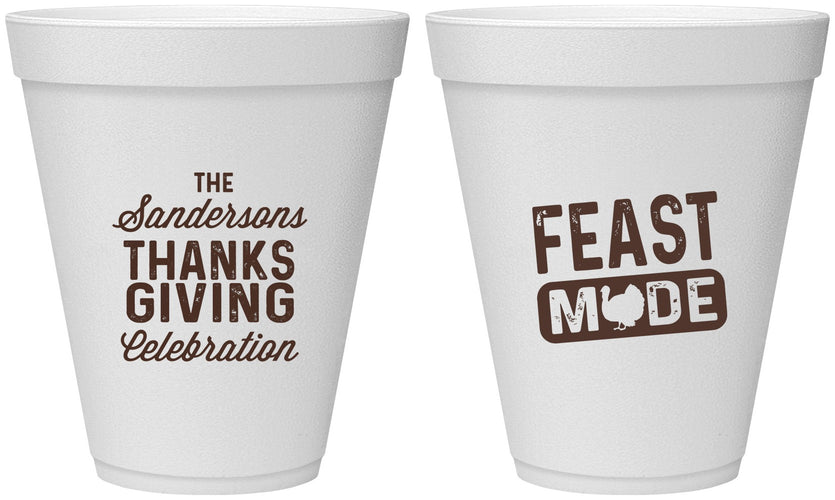 Personalized Thanksgiving 12 oz Foam Cups - Feast Mode | 260019