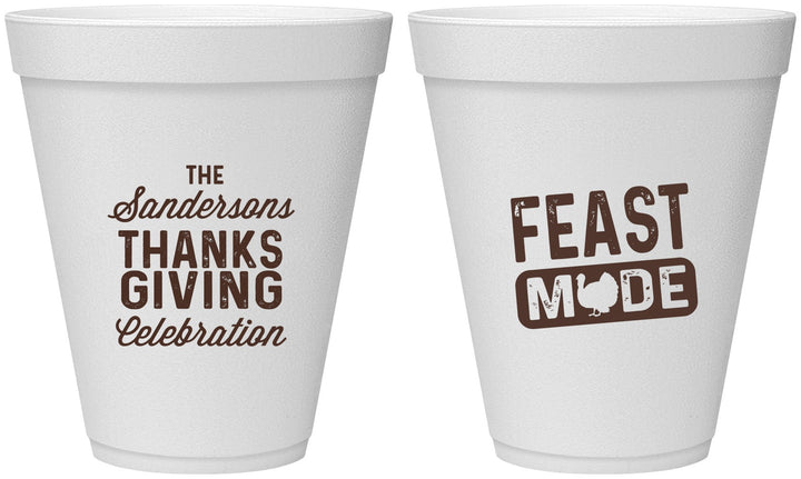 Personalized Thanksgiving 12 oz Foam Cups - Feast Mode | 260019