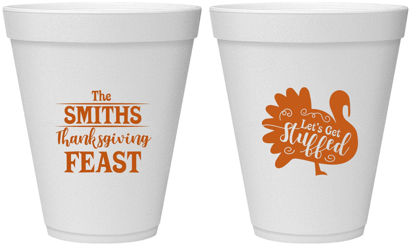 Personalized Thanksgiving 12 oz Foam Cups - Lets Get Stuffed | 260020