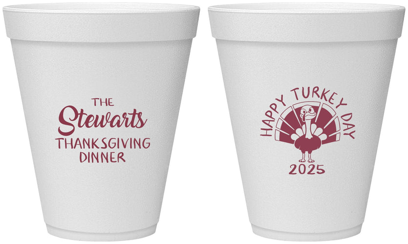 Personalized Thanksgiving 12 oz Foam Cups - Turkey Day | 260021