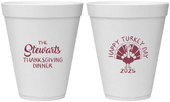 Personalized Thanksgiving 12 oz Foam Cups - Turkey Day | 260021