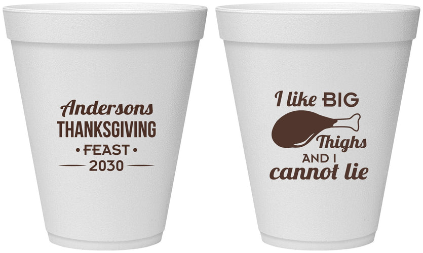 Personalized Thanksgiving 12 oz Foam Cups - Big Thighs | 260023