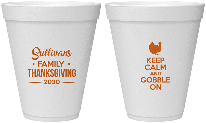 Personalized Thanksgiving 12 oz Foam Cups - Gobble Turkey | 260024