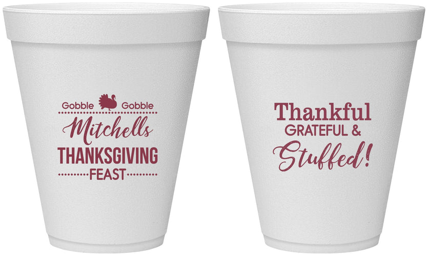 Personalized Thanksgiving 12 oz Foam Cups - Thankful Stuffed | 260029