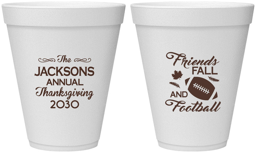 Personalized Thanksgiving 12 oz Foam Cups - Football | 260031