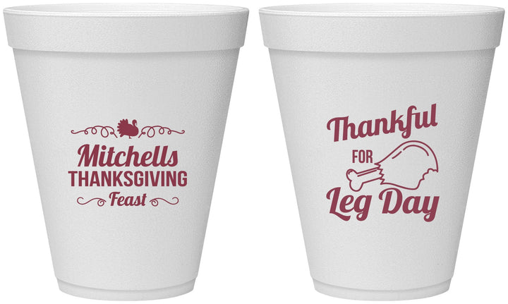 Personalized Thanksgiving 12 oz Foam Cups - Leg Day | 260033