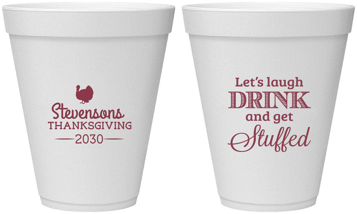 Personalized Thanksgiving 12 oz Foam Cups - Turkey Stuffed | 260037