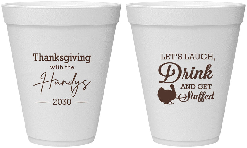 Personalized Thanksgiving 12 oz Foam Cups - Turkey Stuffed | 260038