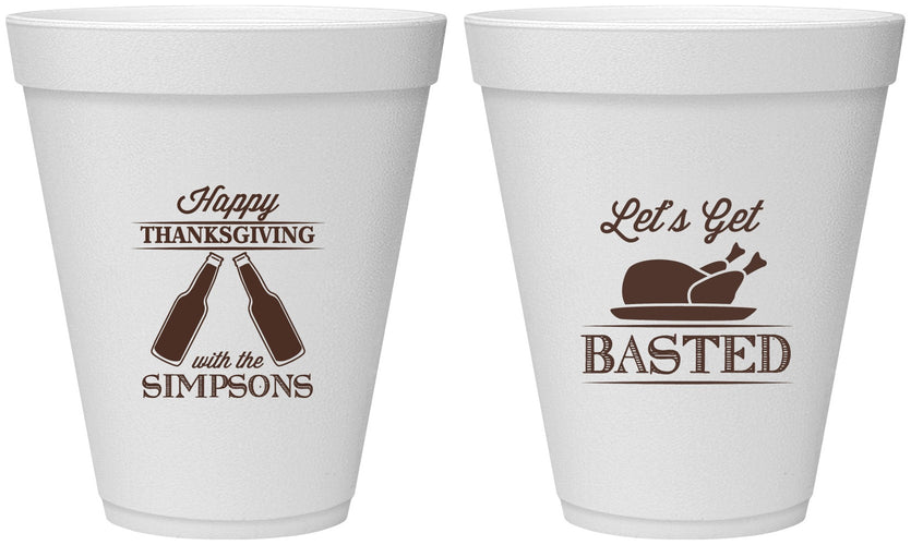 Personalized Thanksgiving 12 oz Foam Cups - Lets Get Basted | 260039