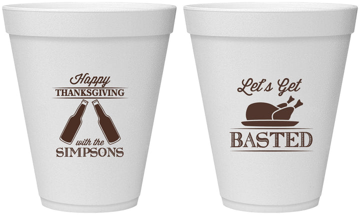 Personalized Thanksgiving 12 oz Foam Cups - Lets Get Basted | 260039
