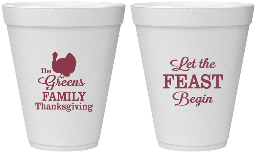 Personalized Thanksgiving 12 oz Foam Cups - Let The Feast Begin | 260041