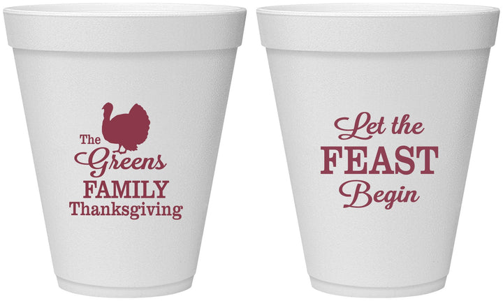 Personalized Thanksgiving 12 oz Foam Cups - Let The Feast Begin | 260041