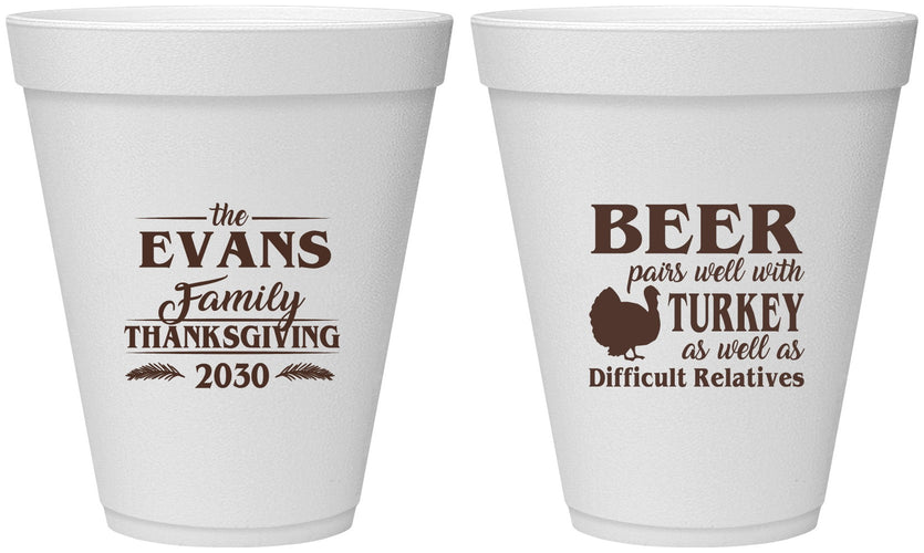 Personalized Thanksgiving 12 oz Foam Cups - Turkey | 260042
