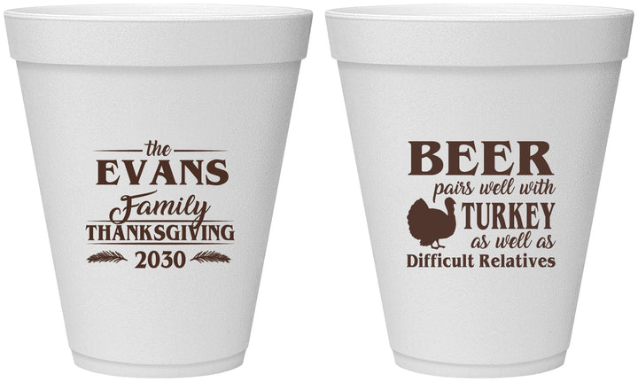 Personalized Thanksgiving 12 oz Foam Cups - Turkey | 260042