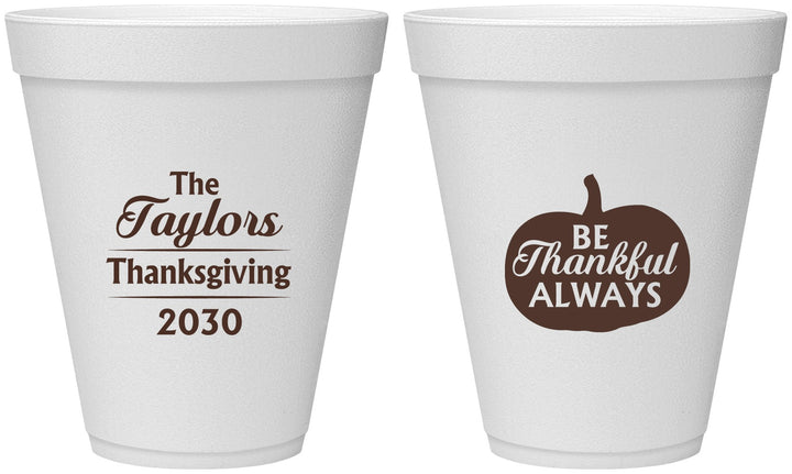 Personalized Thanksgiving 12 oz Foam Cups - Pumpkin Thankful | 260047