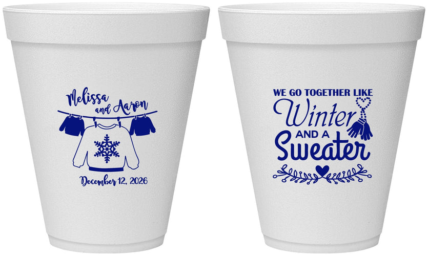 Personalized Wedding 12 oz Foam Cups - Christmas Sweater | 265