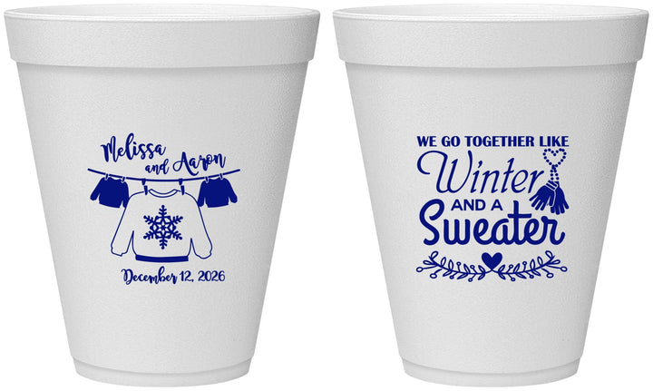 Personalized Wedding 12 oz Foam Cups - Christmas Sweater | 265