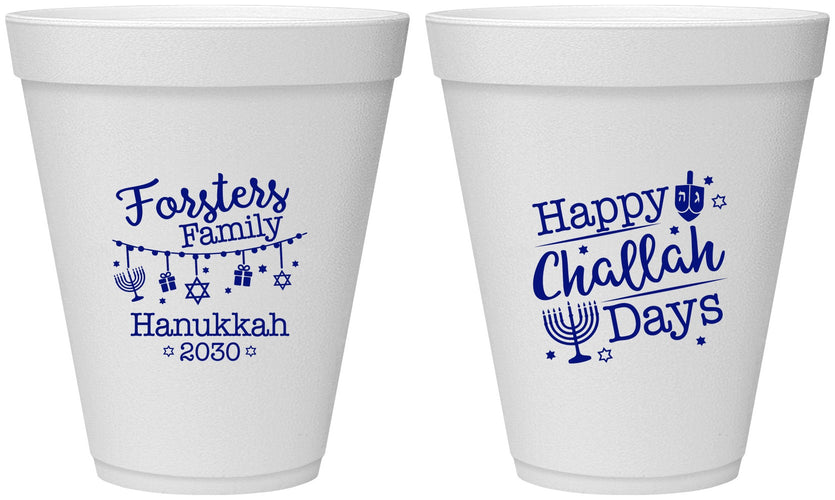 Personalized Hanukkah 12 oz Foam Cups - Challah Days | 270004