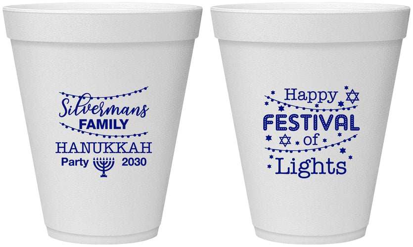 Personalized Hanukkah 12 oz Foam Cups - Festival Of Lights | 270006