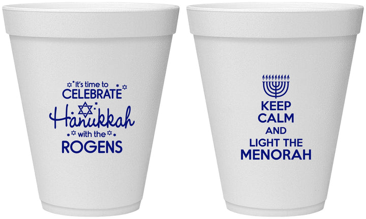 Personalized Hanukkah 12 oz Foam Cups - Menorah | 270013