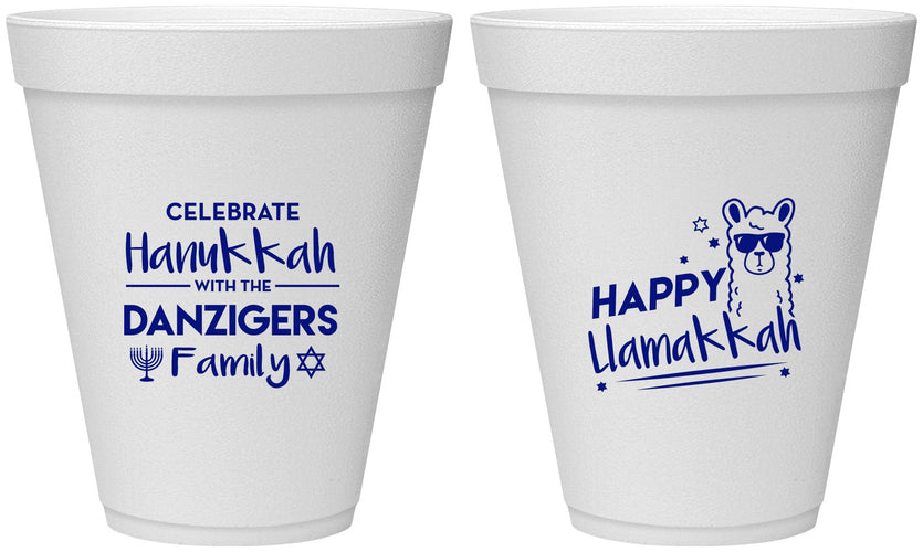 Personalized Hanukkah 12 oz Foam Cups - Llamakkah | 270018