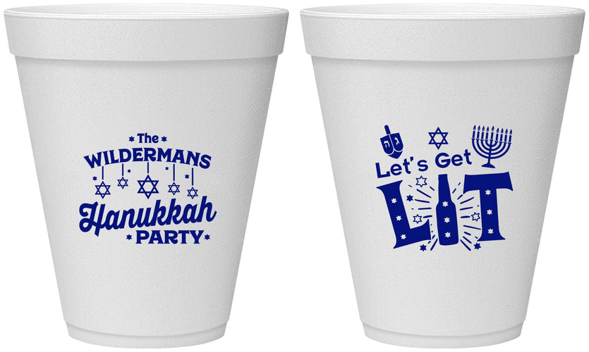 Personalized Hanukkah 12 oz Foam Cups - Lets Get Lit | 270022