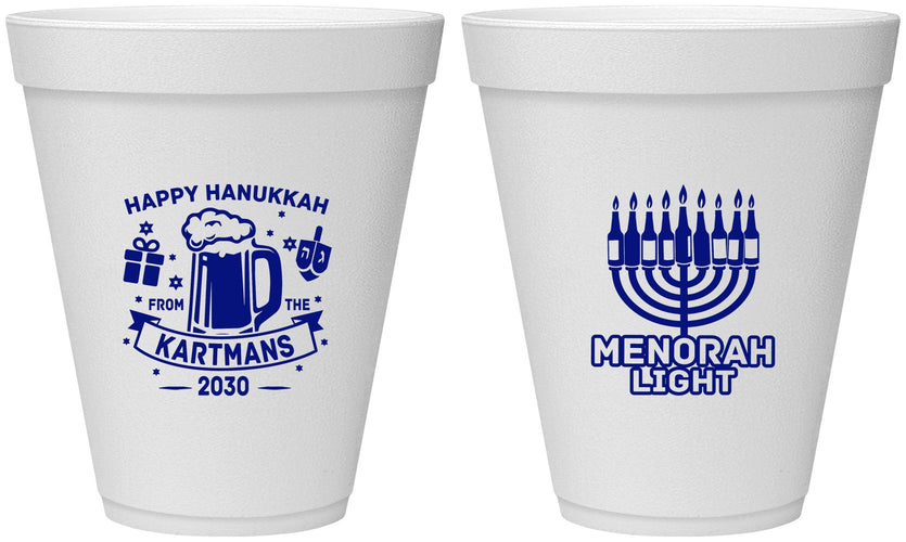 Personalized Hanukkah 12 oz Foam Cups - Menorah | 270028