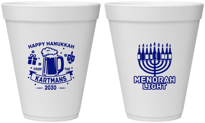 Personalized Hanukkah 12 oz Foam Cups - Menorah | 270028