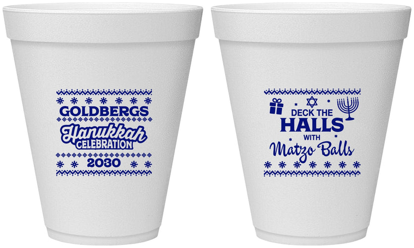 Personalized Hanukkah 12 oz Foam Cups - Matzo Balls | 270029