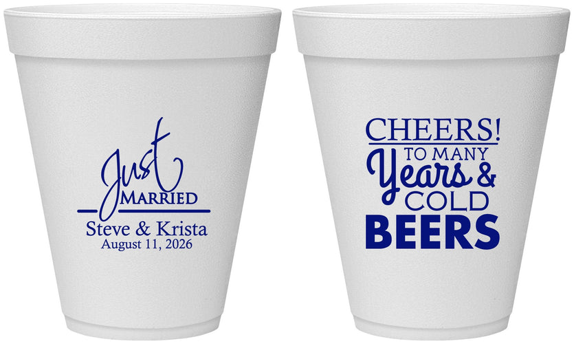 Personalized Wedding 12 oz Foam Cups - Cheers Years Cold Beers | 274