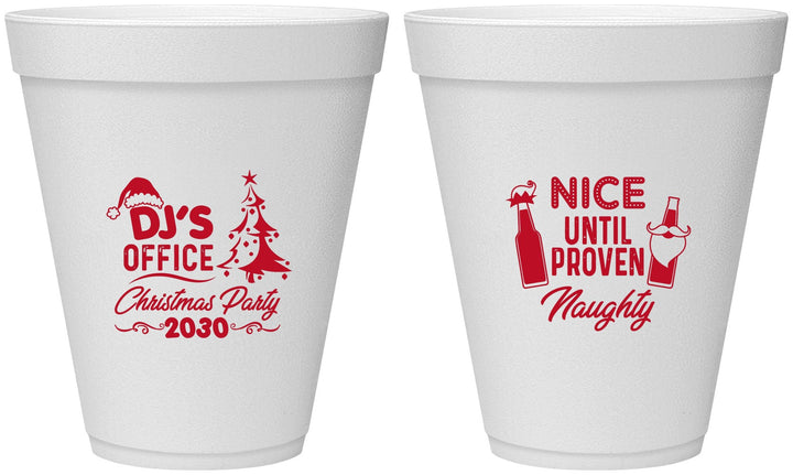 Personalized Christmas 12 oz Foam Cups - Naughty Or Nice | 280000