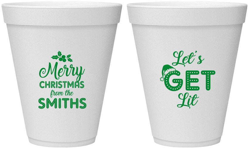 Personalized Christmas 12 oz Foam Cups - Lets Get Lit | 280001