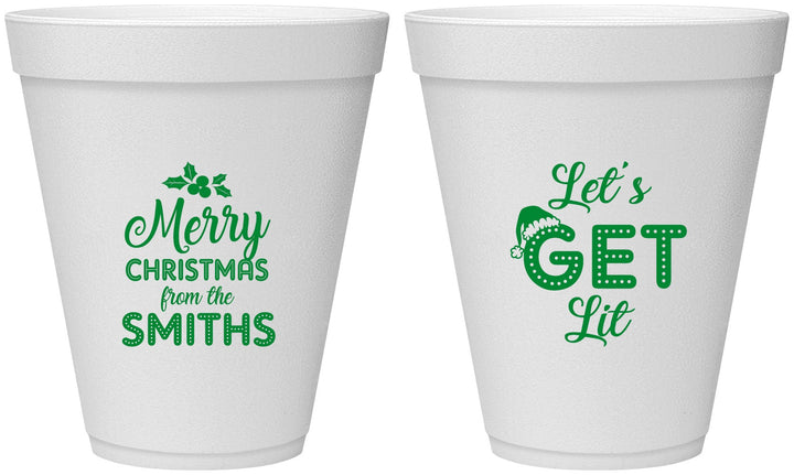 Personalized Christmas 12 oz Foam Cups - Lets Get Lit | 280001