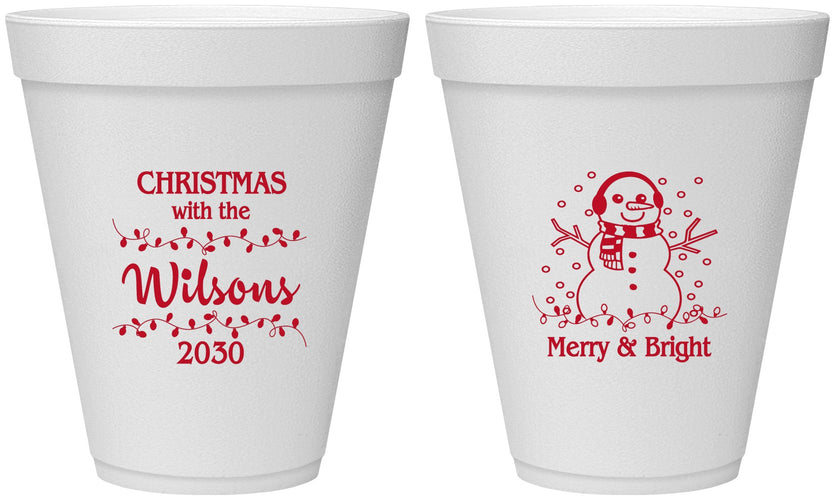 Personalized Christmas 12 oz Foam Cups - Snowman | 280002
