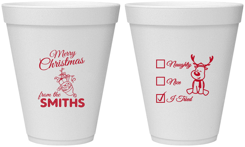 Personalized Christmas 12 oz Foam Cups - Naughty Or Nice | 280004
