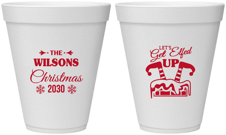 Personalized Christmas 12 oz Foam Cups - Lets Get Elfed Up | 280006