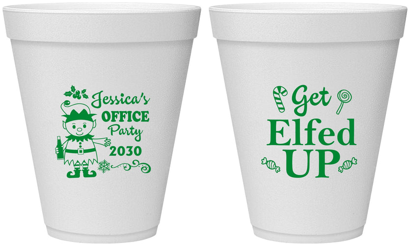 Personalized Christmas 12 oz Foam Cups - Lets Get Elfed Up | 280007